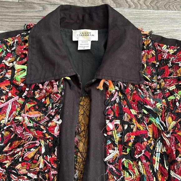 Vintage Sandy Starkman Colorful Textured Cotton Open Front Jacket - Medium - Picture 2 of 10